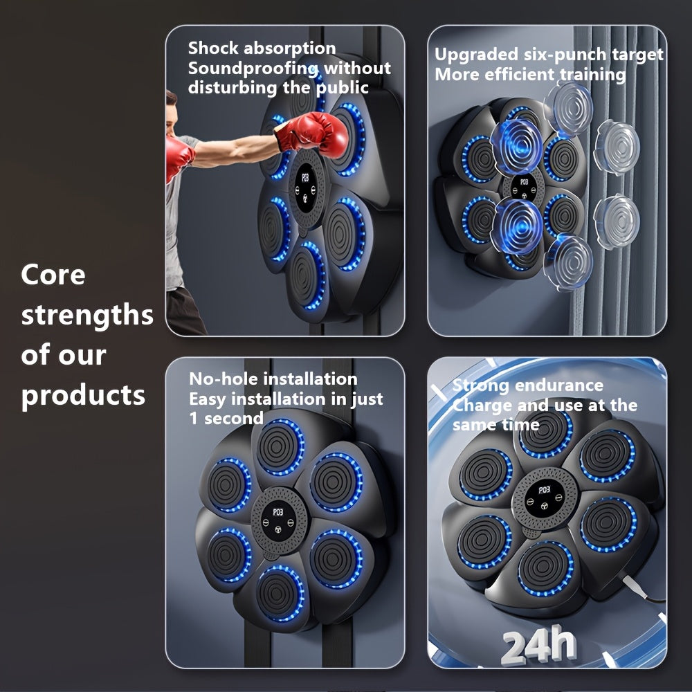 Smart PunchBox – Wireless Music Boxing Machine, USB Rechargeable Wall Target, Electronic Training Device
