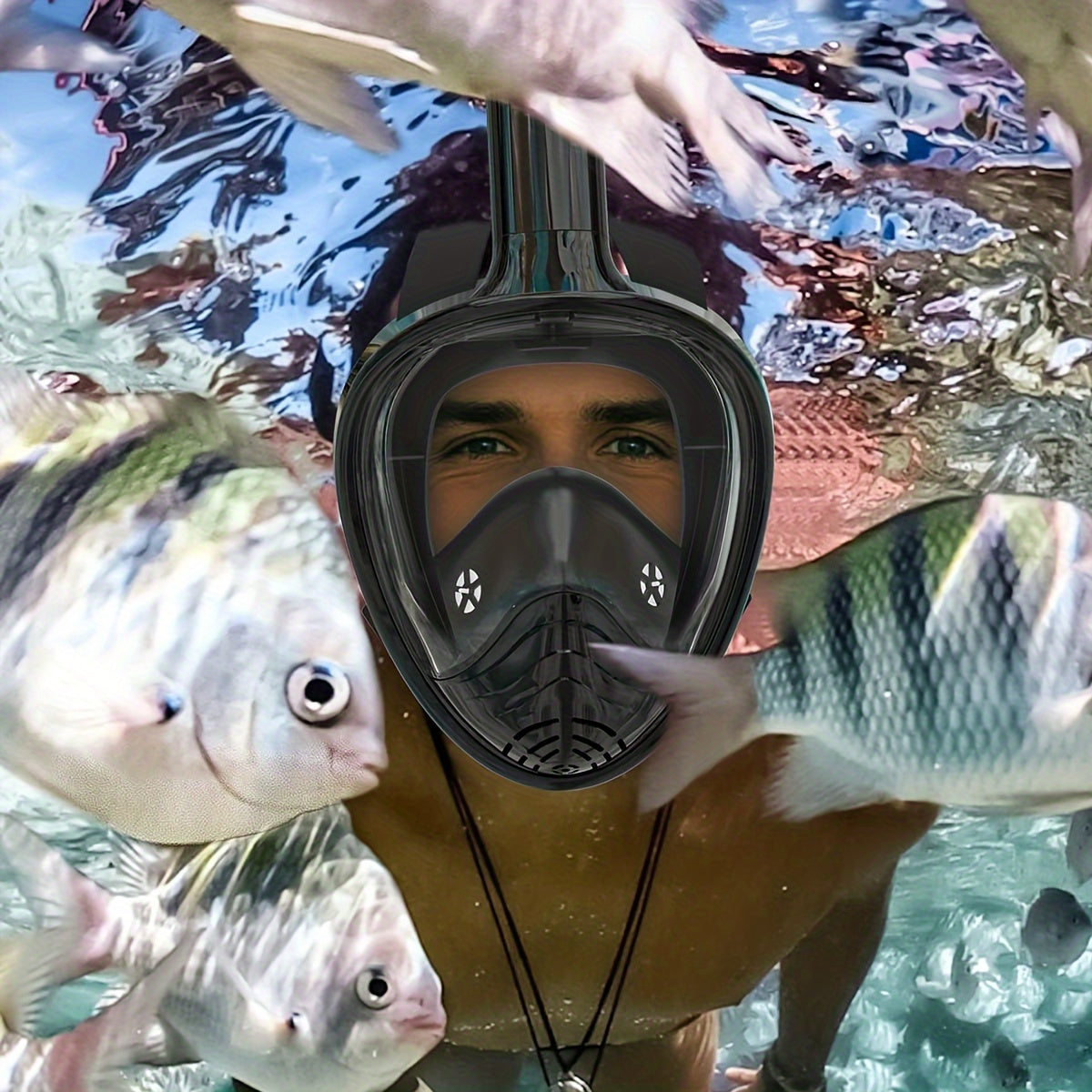 Full Face Snorkel Mask – 180° Panoramic View and Camera Mount for the Perfect Underwater Experience