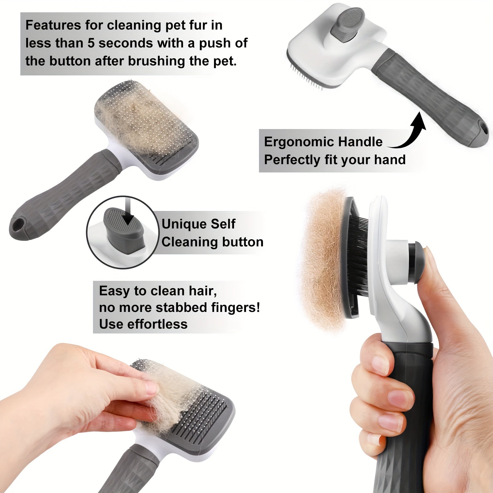 Sleek Glide Pet Grooming Brush – Effortless Fur Removal & Revitalising Massage