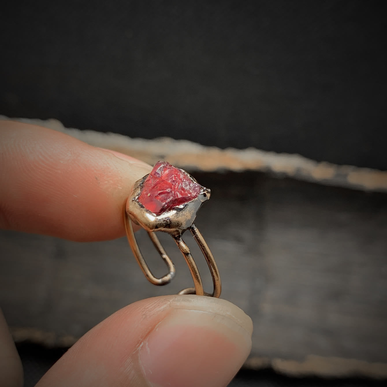 Natural Raw Stone Birth Ring – Selina