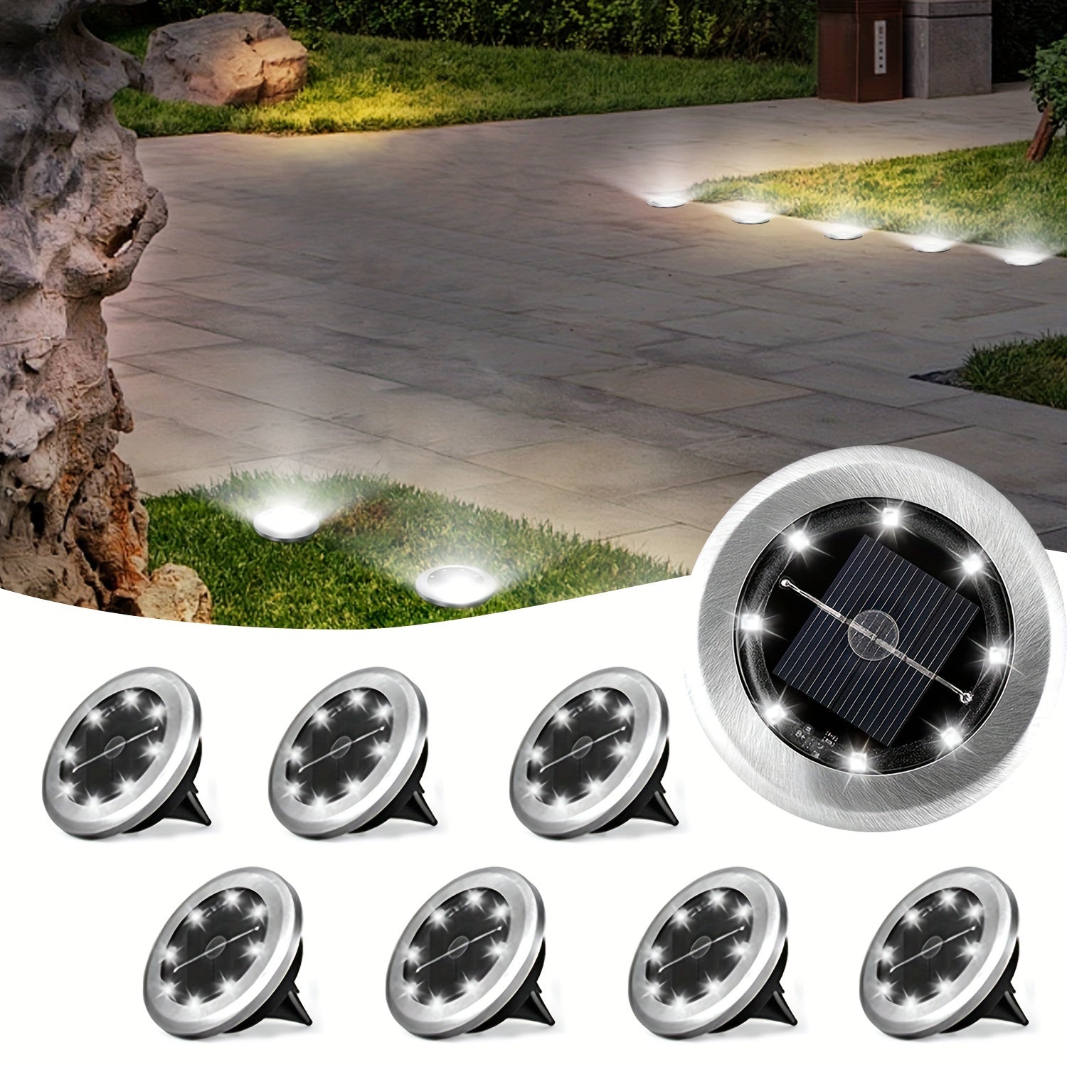 Solar Ground Spotlight – Geometric Stainless Steel Design for Gardens and Paths