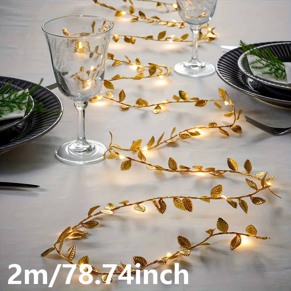 Golden Leaves Fairy Lights - Elegant Lighting for Table Settings and Celebrations
