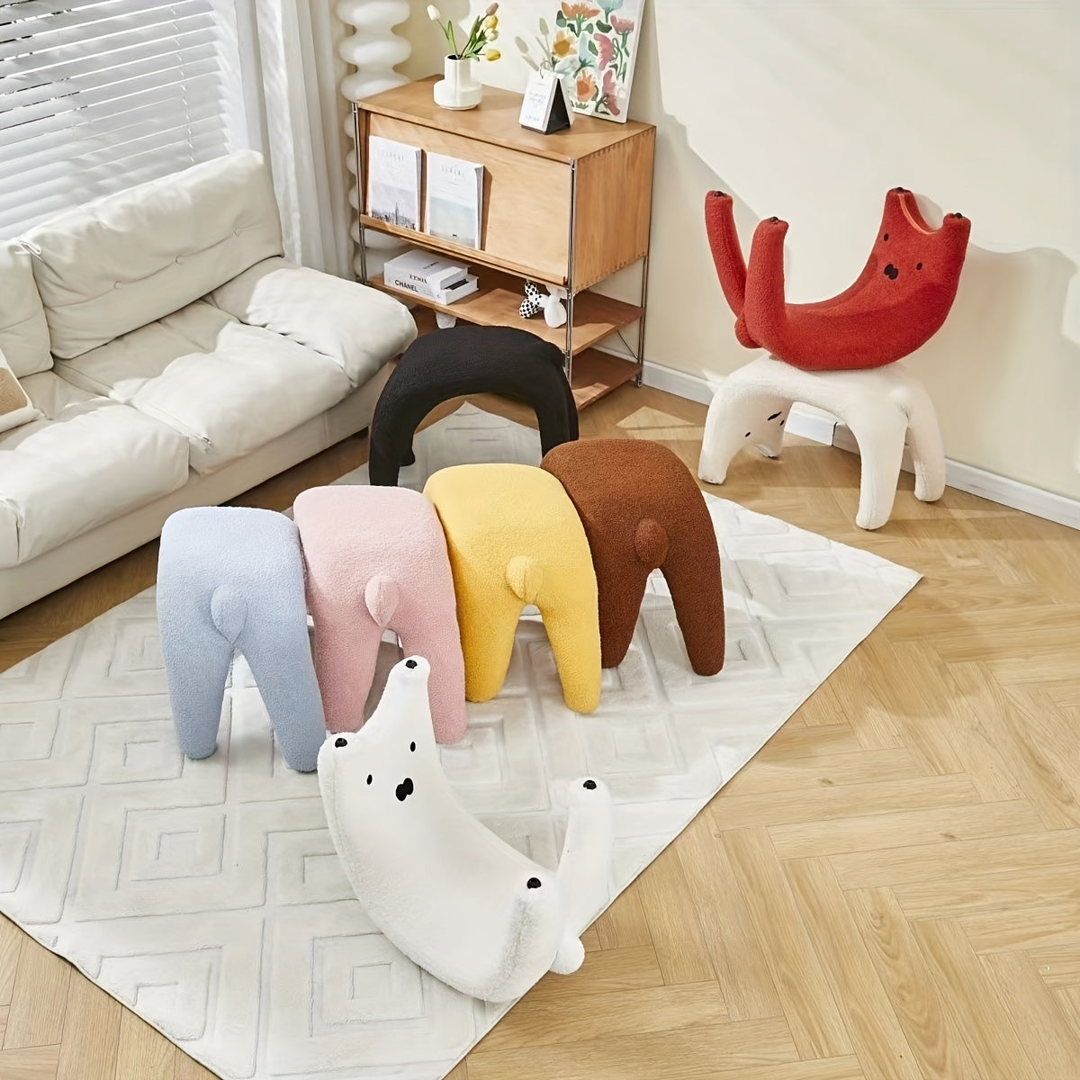 Cat-Shaped Plush Pouf – Cozy and Functional Design