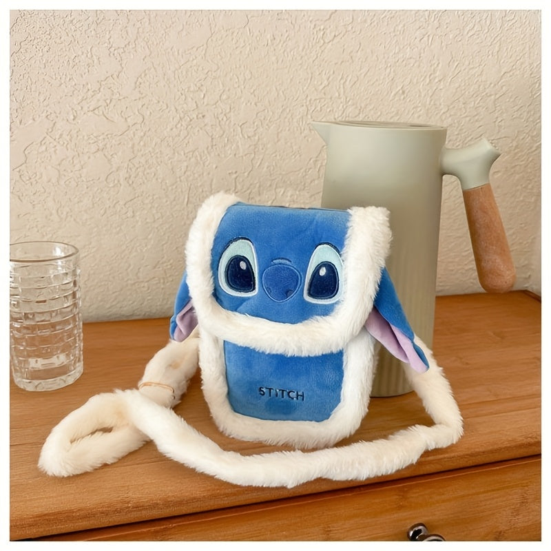 Cute Stitch Crossbody Bag – With Fur and Embroidered Design for Daily Use
