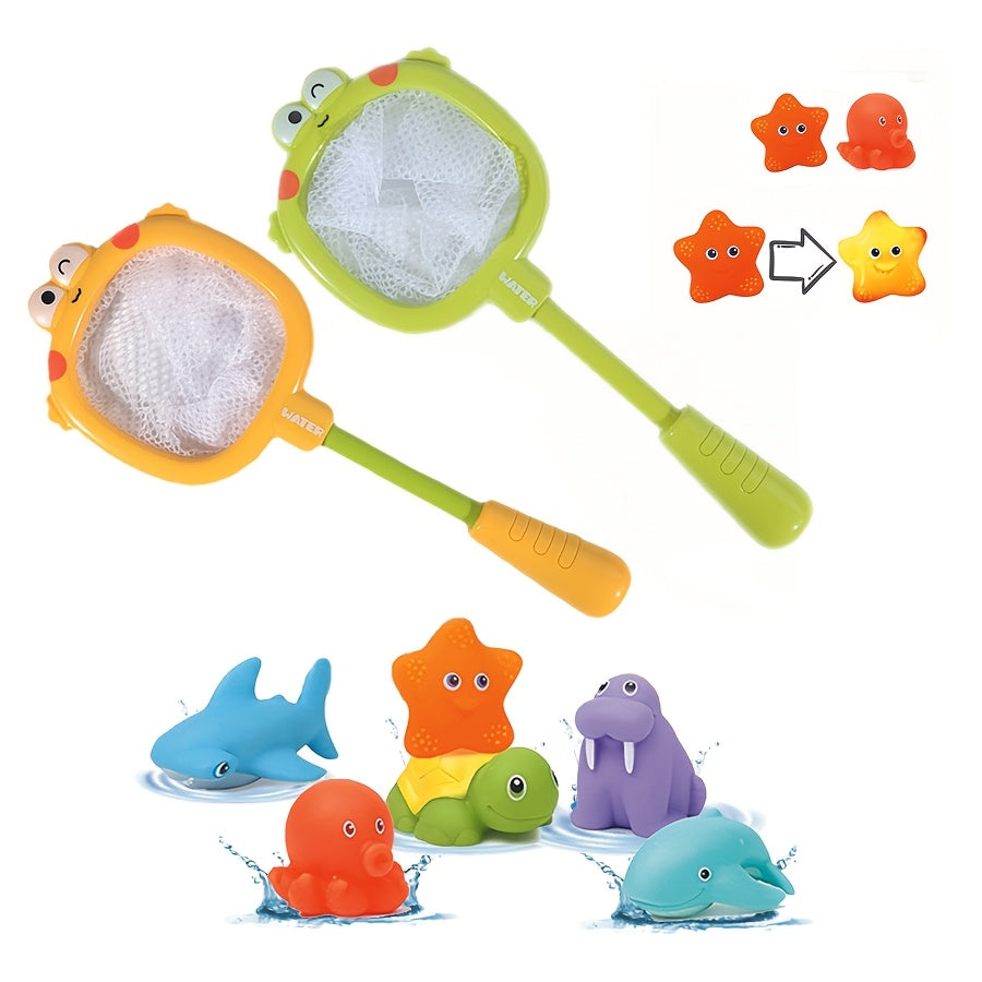 Bath Toy Set with Nets – Floating Sea Creatures and Water Sprayers