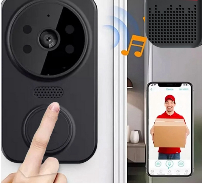 Black Smart Wi-Fi Doorbell with Camera – Noctiq