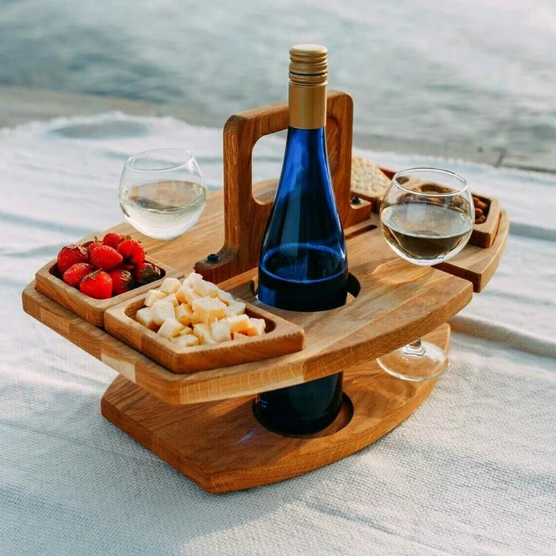 Elegant Wooden Picnic Wine Table – Practical and Luxurious