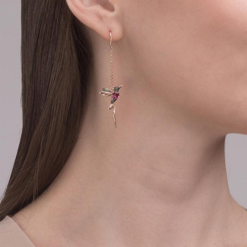 Sandsberg Elegant Hummingbird Rhinestone Stud Earrings