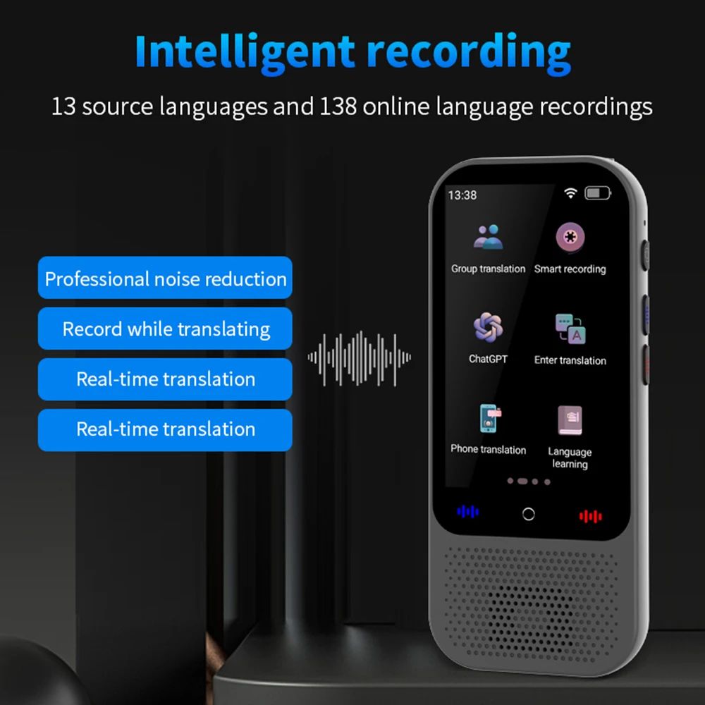 S80 Pro Portable Language Translator – 138 Languages Voice Translation, 16 Offline Translations, and ChatGPT Feature
