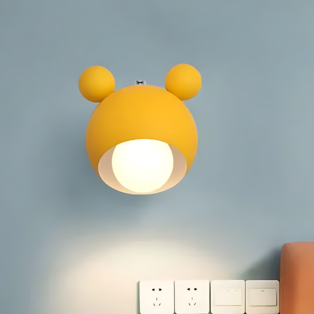 LumiMickey Nordic Wall Light | Adorable Mickey-shaped LED sconce for a cozy children's bedroom and playroom.