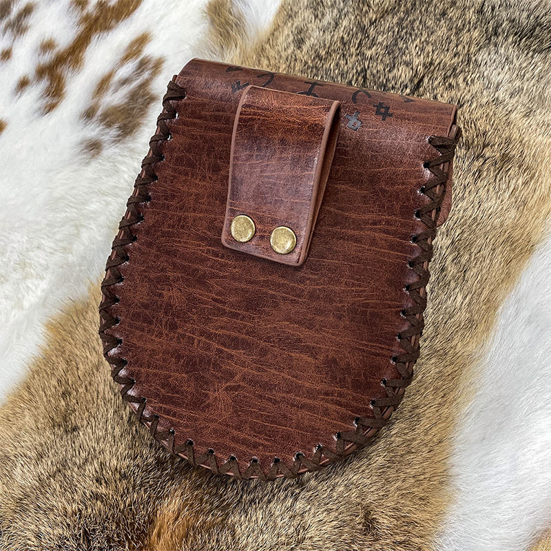 medieval Nordic belt pouch made of embossed leather