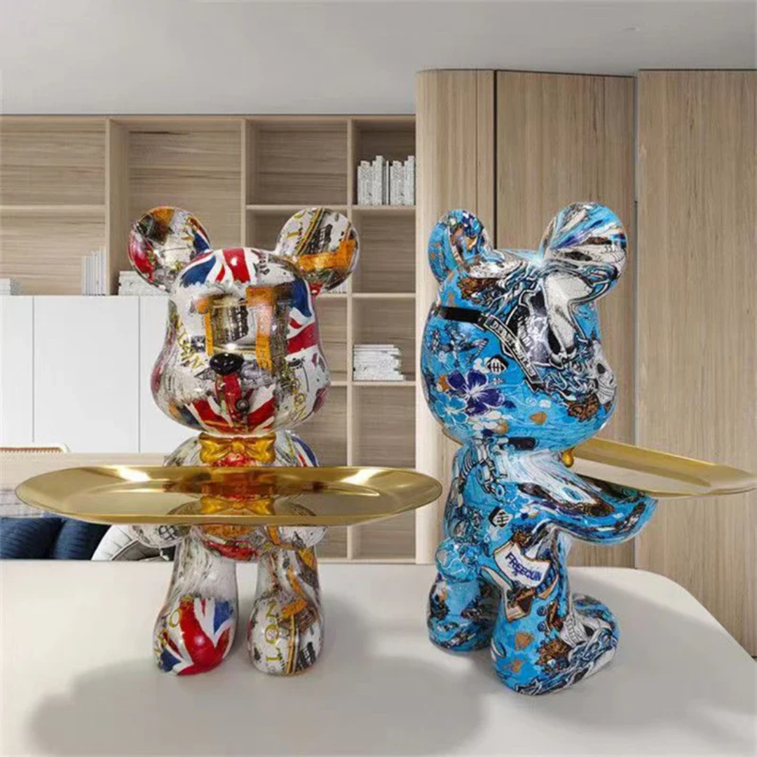 Shyro | Blue and Gold Figurine | Modern Luxury | Unique Decorative Artwork | Interior Decoration | Living Room and Office | Resin Material | 23 x 18 x 29 cm