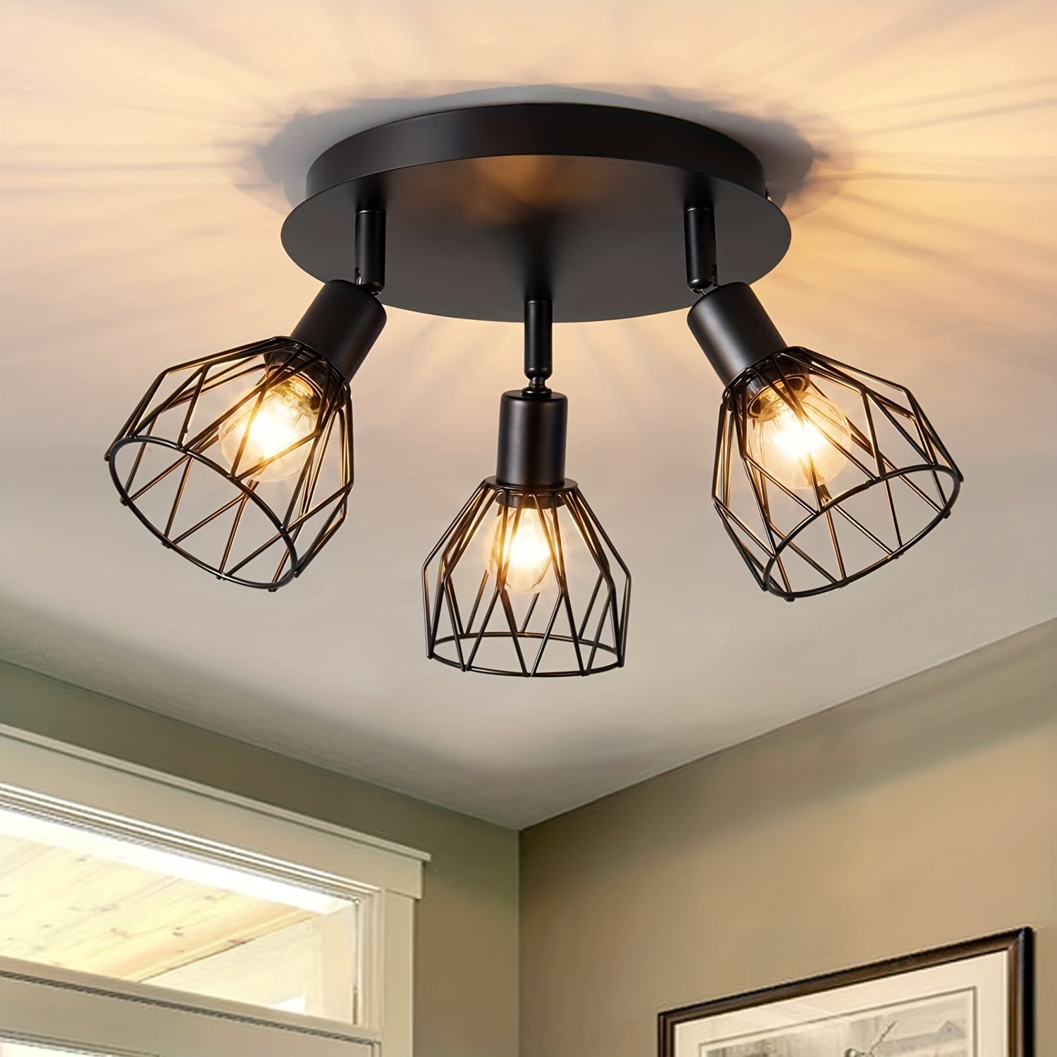 Industrial Three-Light Ceiling Lamp - For Flexible and Modern Lighting