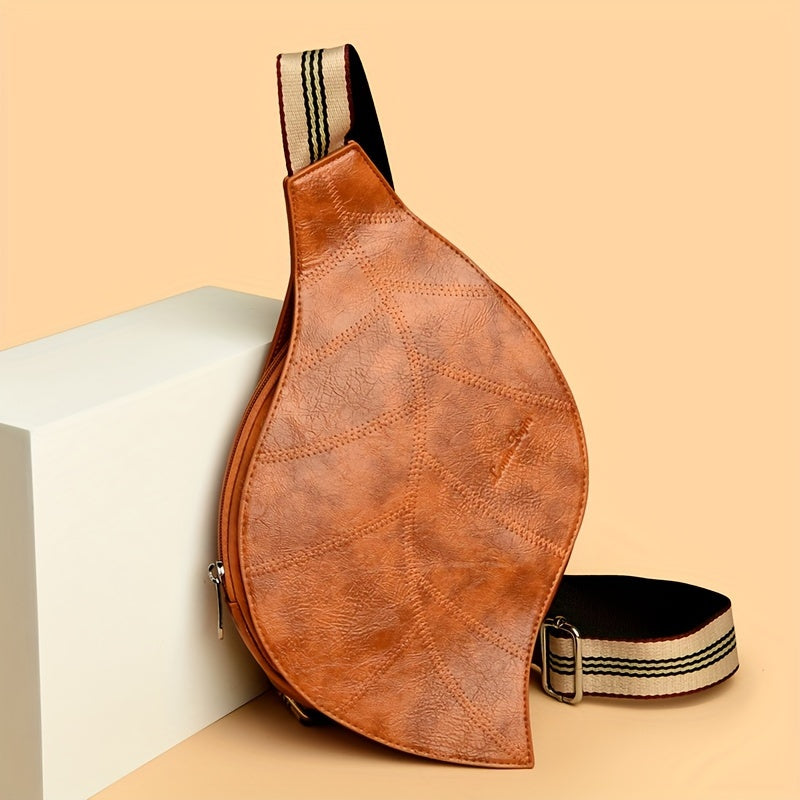 Vintage Faux Leather Crossbody Bag – Adjustable Strap with Buckle Closure