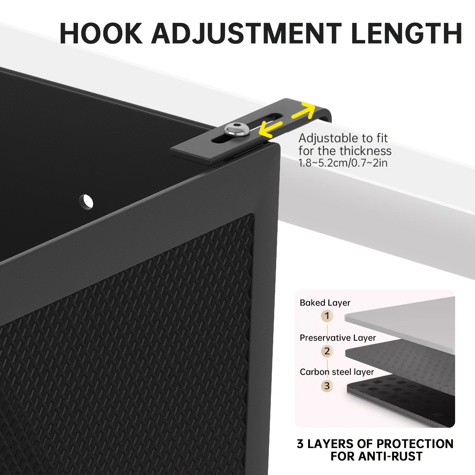 Adjustable Metal Storage Basket with Hooks - Handy Solution for Organisation
