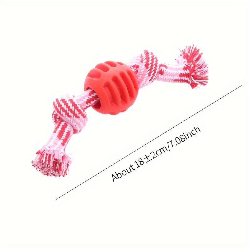 Interactive Dog Chew Toy – With Colourful Knots and Rubber Ball