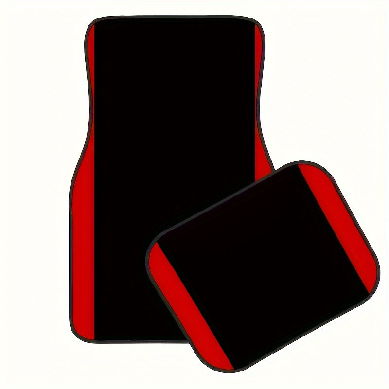 Polyester Floor Mats with Red Vertical Stripes – Non-Slip and Washable for Any Vehicle