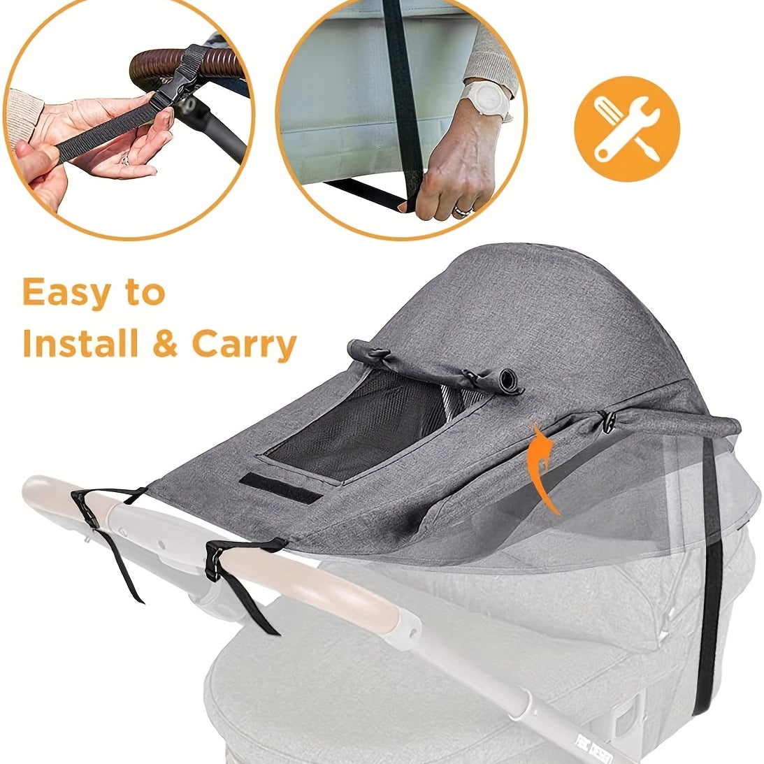Foldable Sunshade for Pushchair – UV Protection and Flexible Straps for Perfect Coverage