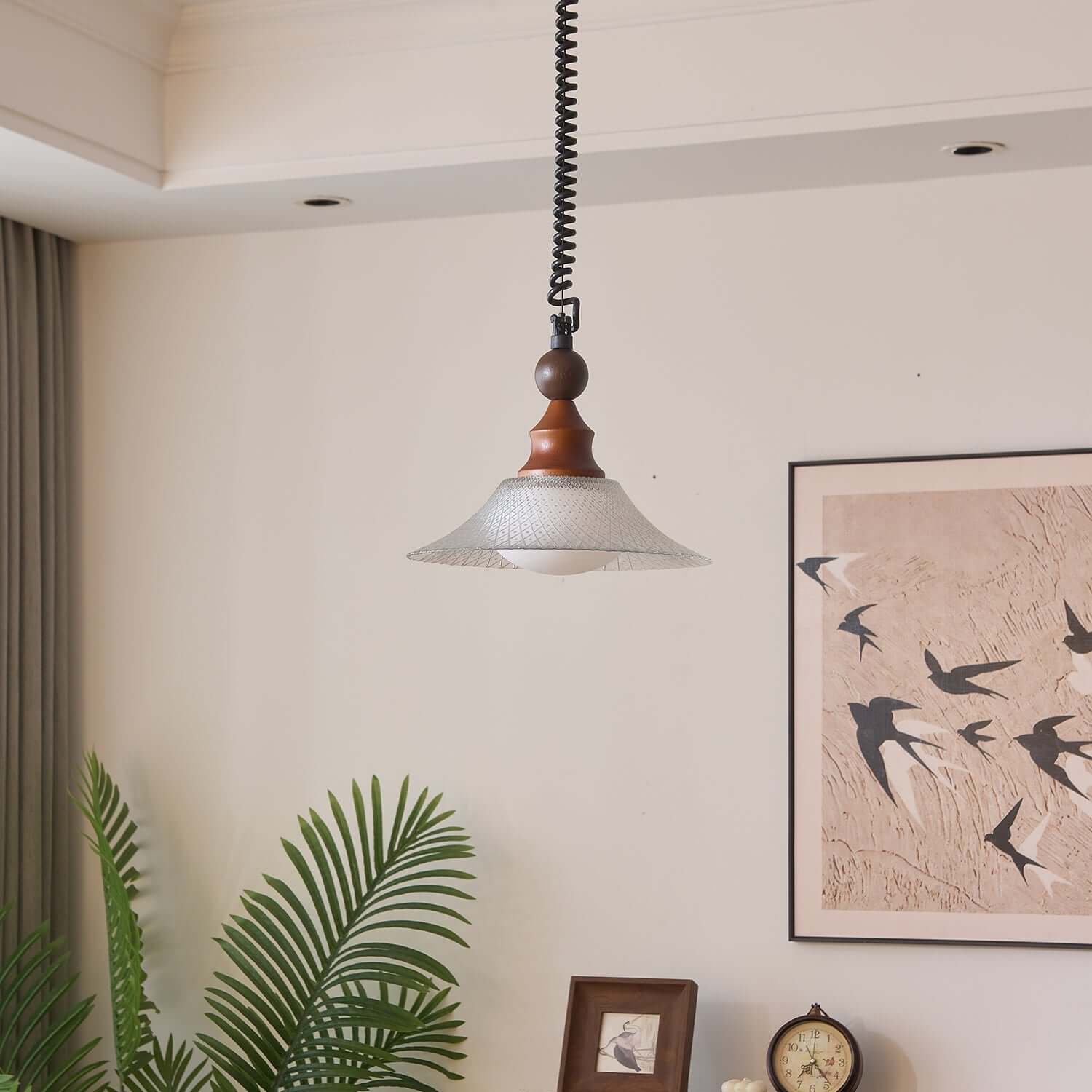 Pendant Light with Wooden Accents