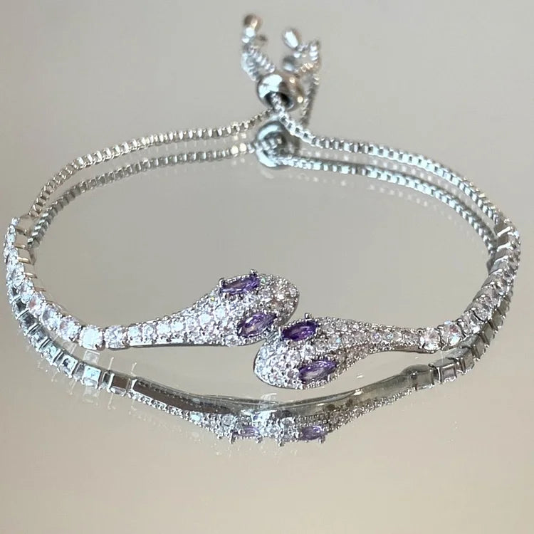 Silver Snake Bracelet with Zirconia – Lyra