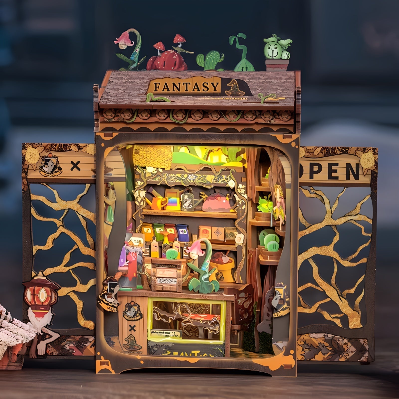 DIY Miniature Owl Bookshop – 3D Wooden Kit with Lighting for Creative Decoration