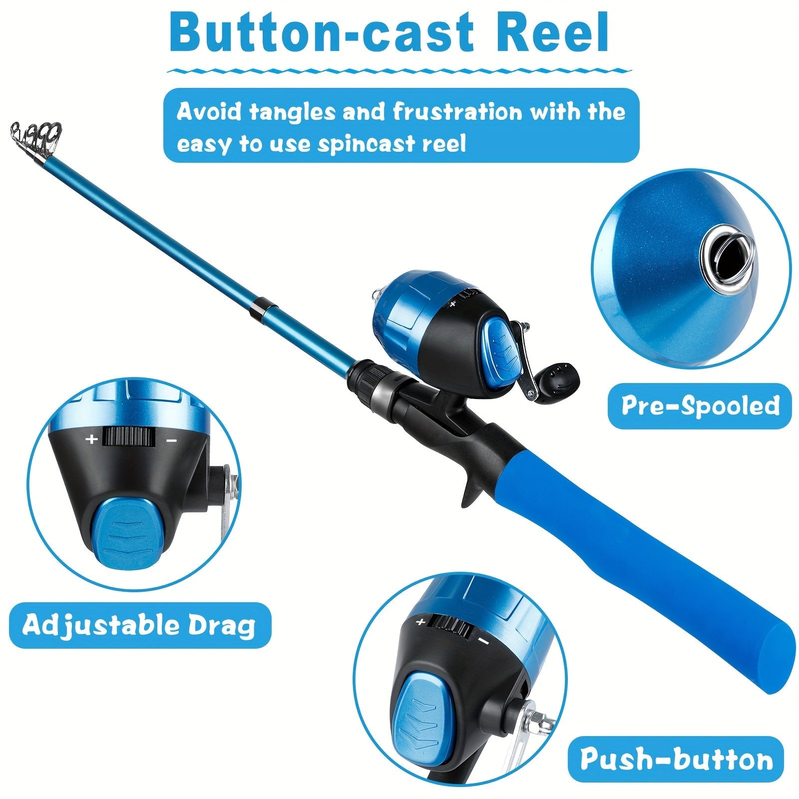 Complete Beginner Telescopic Fishing Rod & Reel Set with Carry Bag and Tackle Box