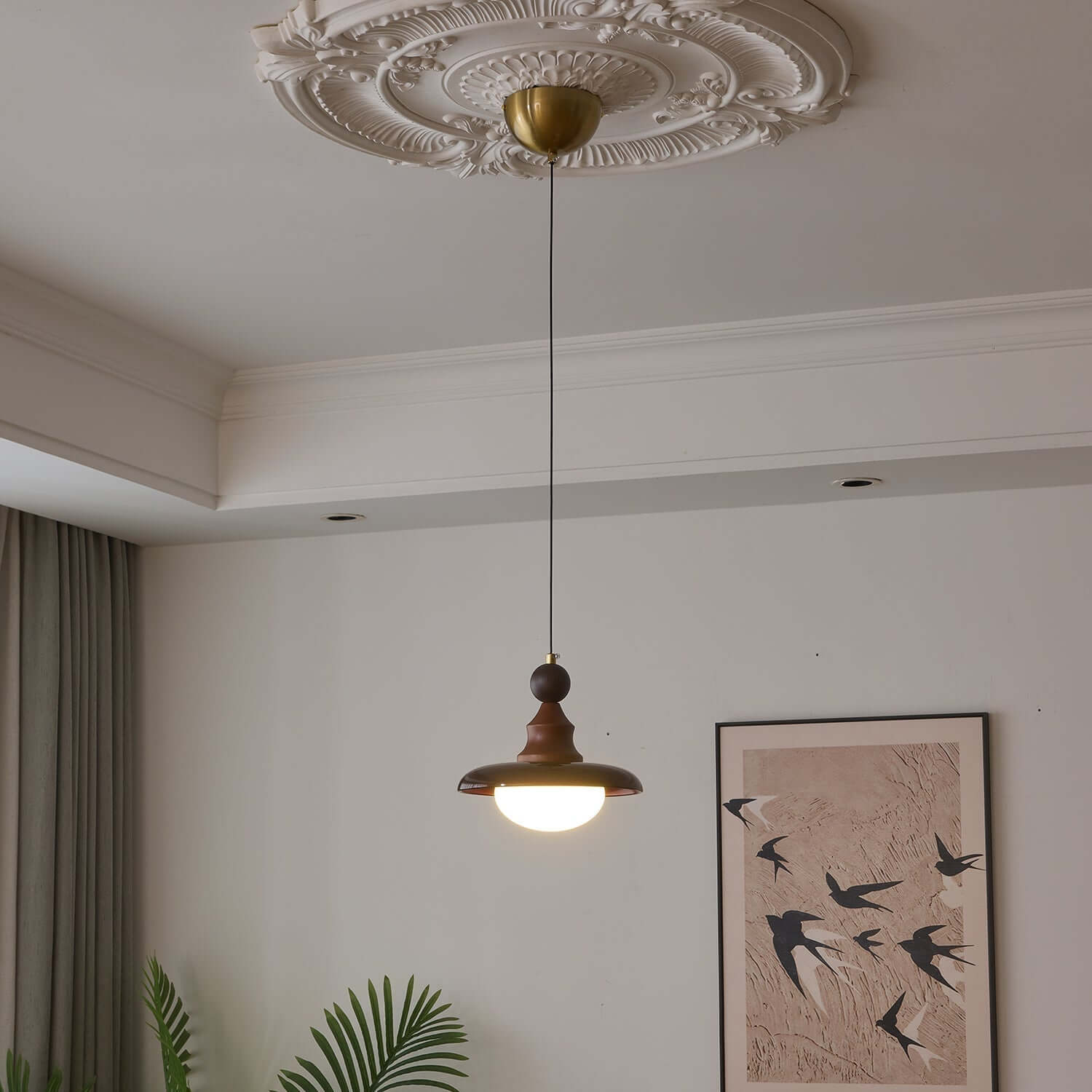 Pendant Light with Wooden Accents