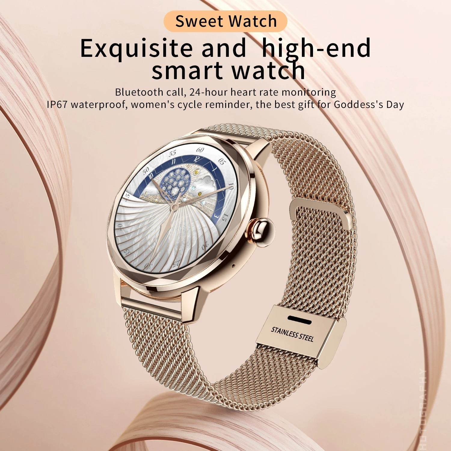 Ladies Smartwatch Smart Gold – Luxury Sports Watch Stainless Steel