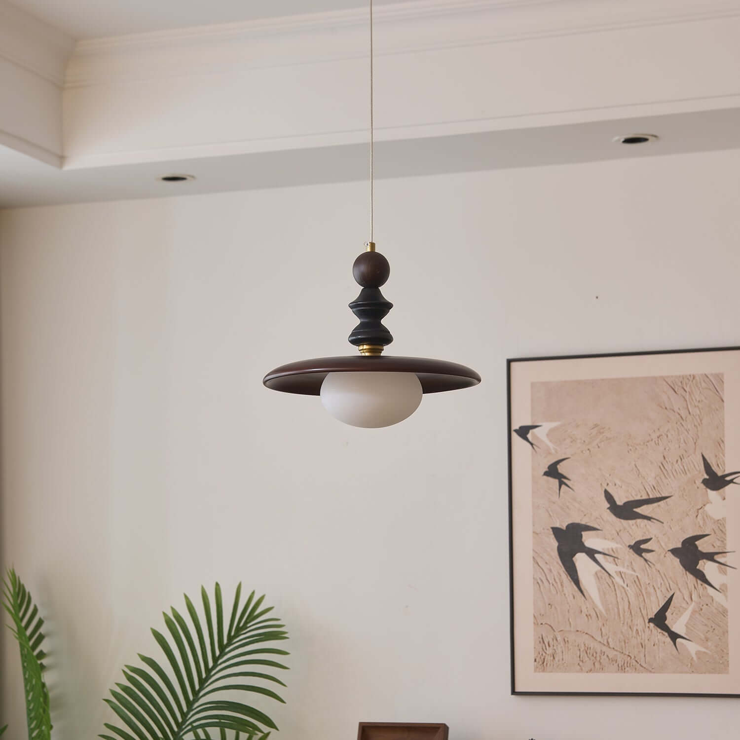 Pendant Light with Wooden Accents