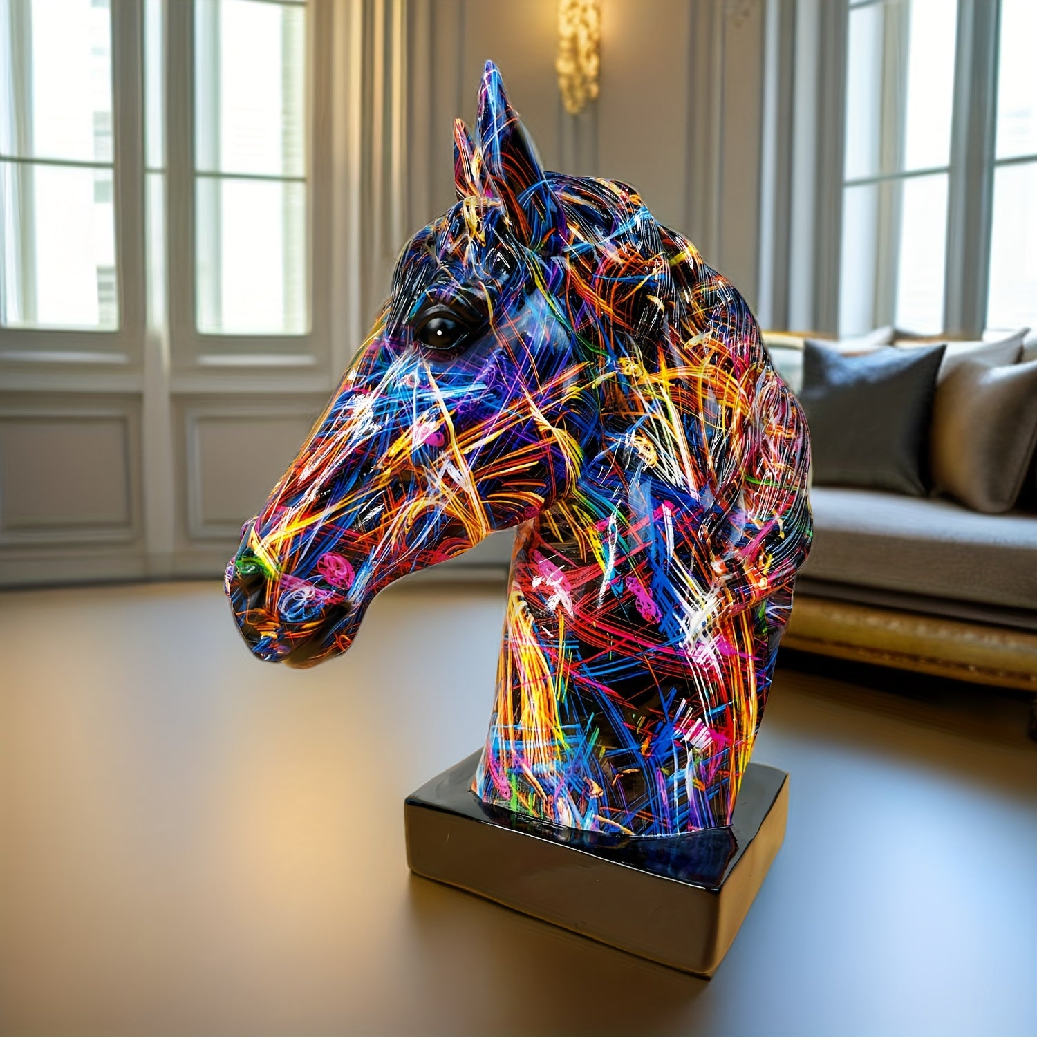 Colourful Horse Head Sculpture - Unique Decoration for Any Interior
