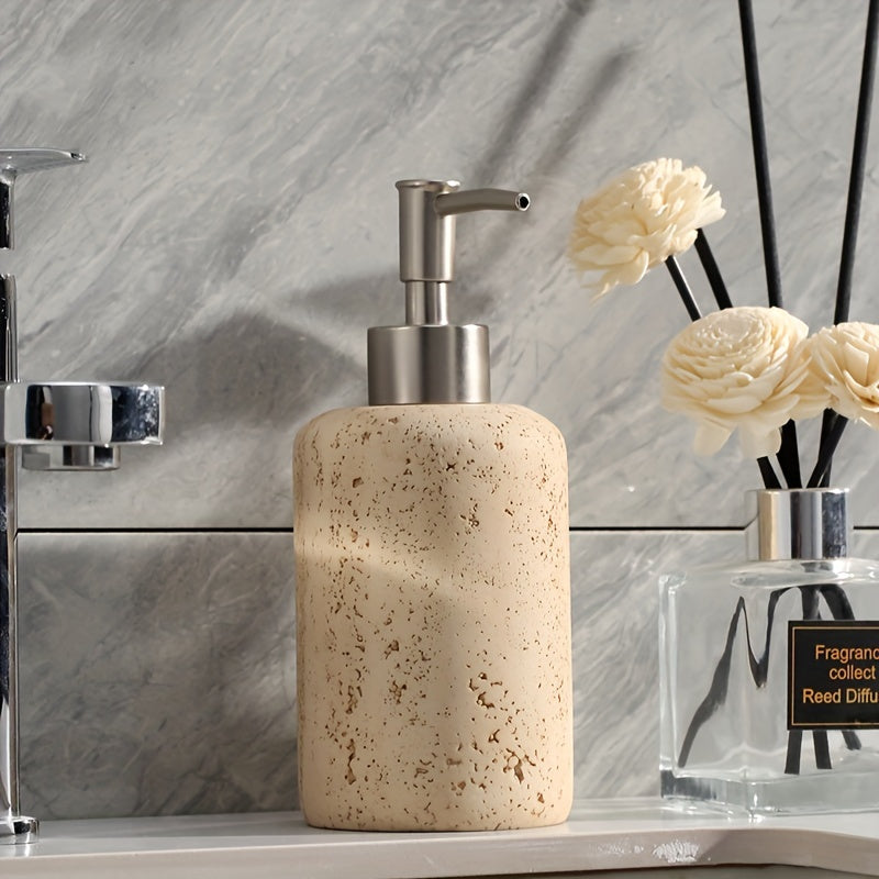 Marble Soap Dispenser – Luxury Resin Dispenser with Stainless Steel Pump for Bathroom or Kitchen