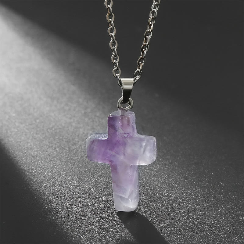 Necklace with Cross made of Natural Gemstones – Seraphina