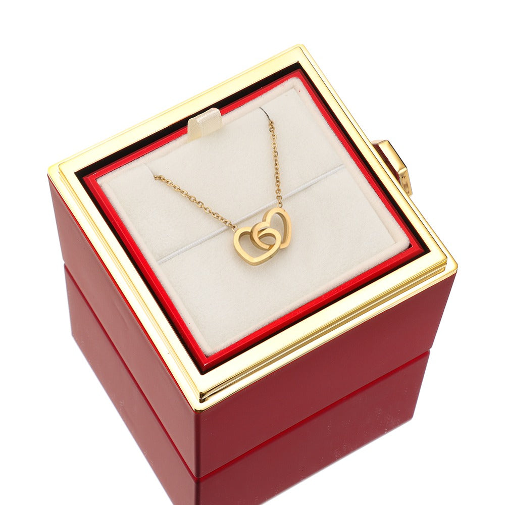 Necklace & Rose in Luxurious Jewellery Box with Hidden Surprise - Lunavia