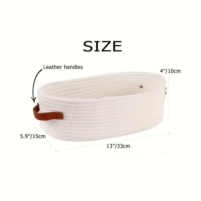 Bohemian Storage Basket with Leather Handles – Perfect for Bathroom and Living Room
