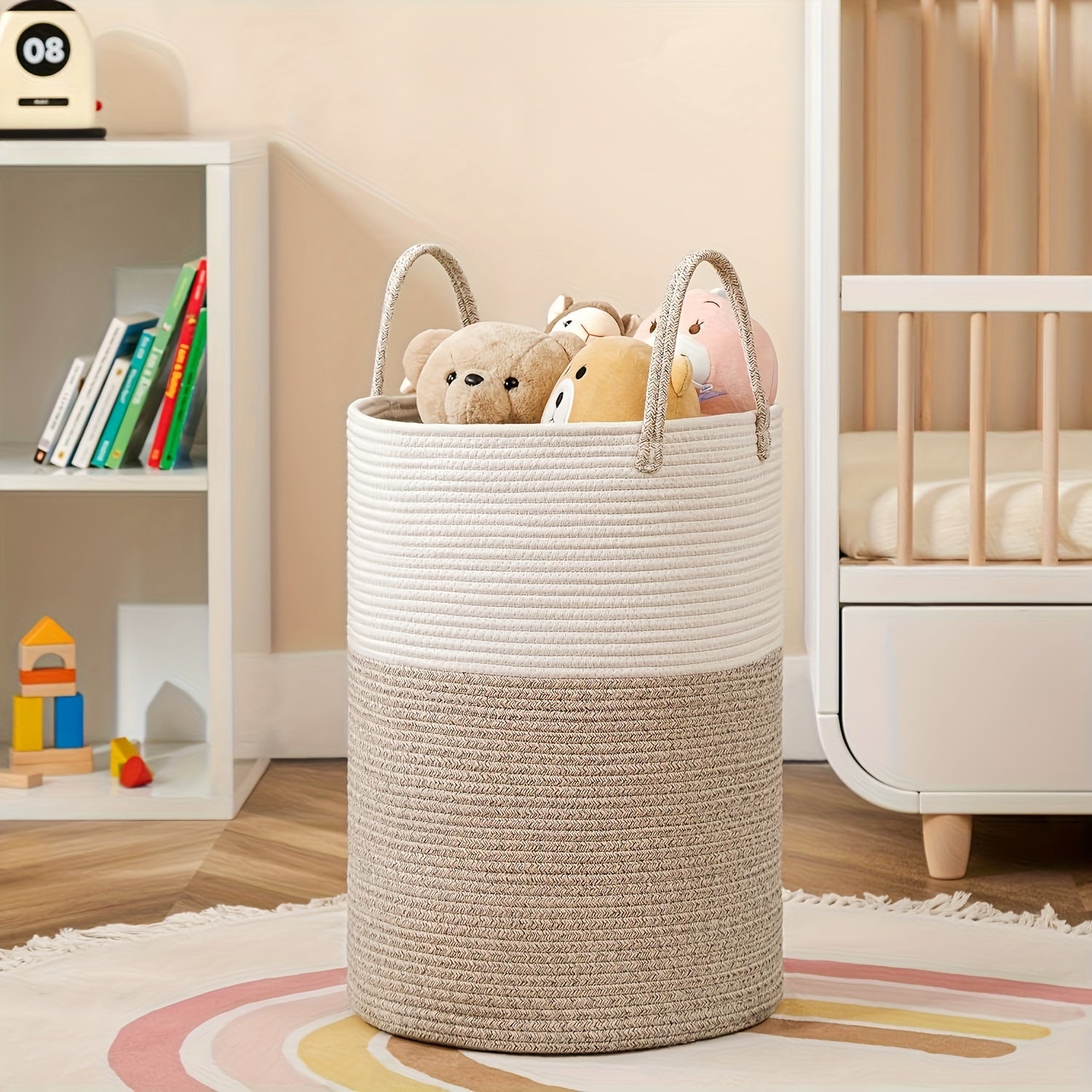 Stylish Two-Tone Laundry Basket - Space for More, Convenient and Durable
