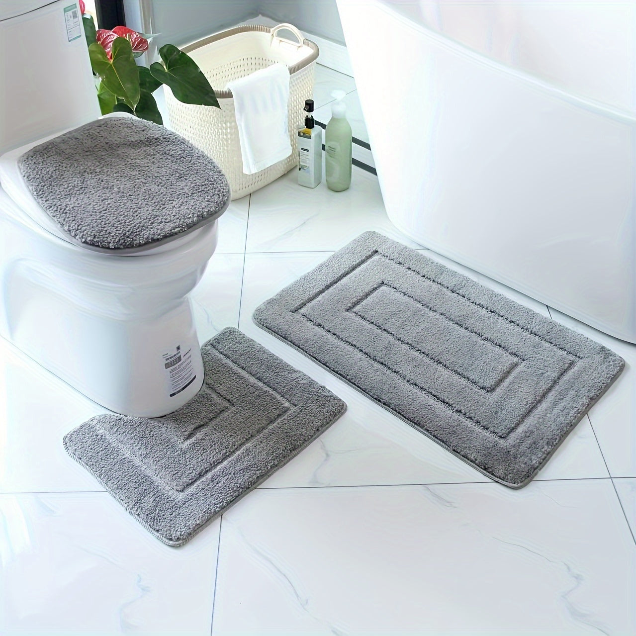 3-Piece Ultra-Fine Fibre Bathroom Mat Set – Quick-Drying and Absorbent