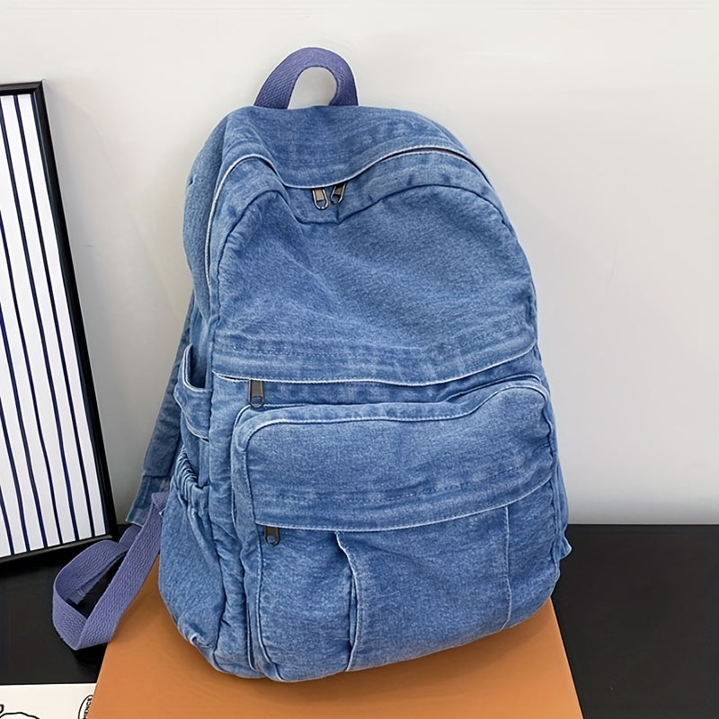 Denim Casual Backpack – Trendy and Versatile Travel Bag for Men and Women