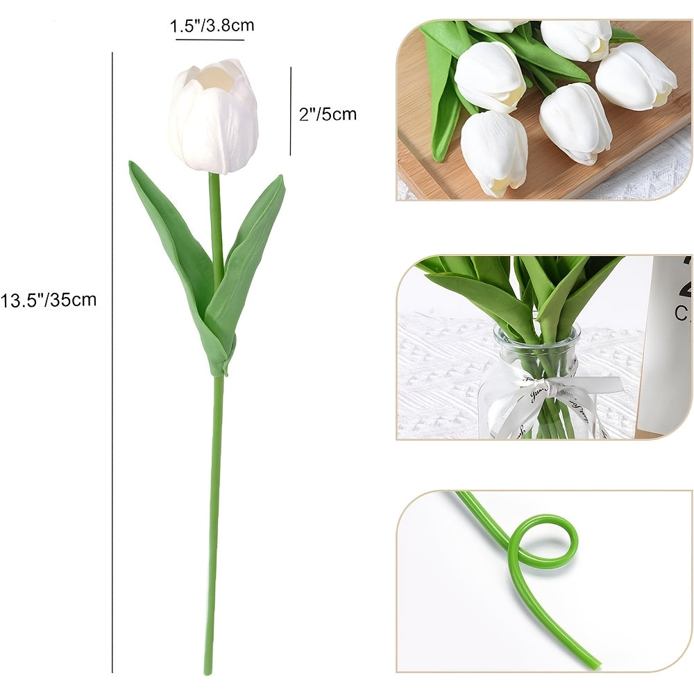 Set of 10 Artificial White Tulips – Perfect for Weddings, Photography, and Interior Decoration