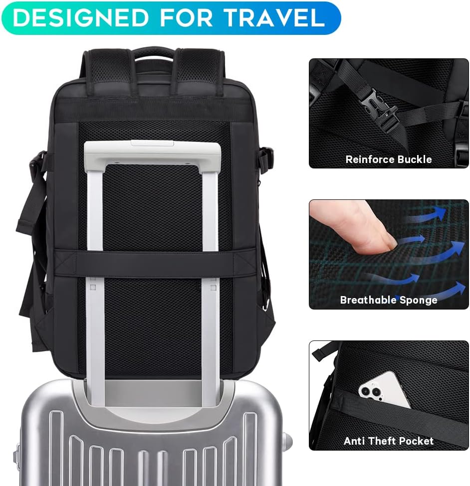 Expandable 26–45L Waterproof Travel Backpack with Laptop Compartment & Duffle Option