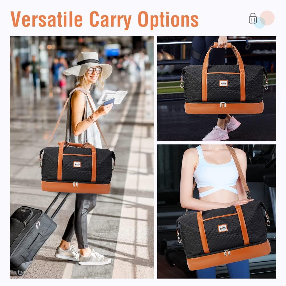 50L Waterproof Weekend Duffel Bag with Toiletry and Shoe Compartments