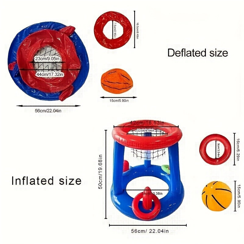 Inflatable Pool Basketball Set – Hoop, Ball, and Rings Included