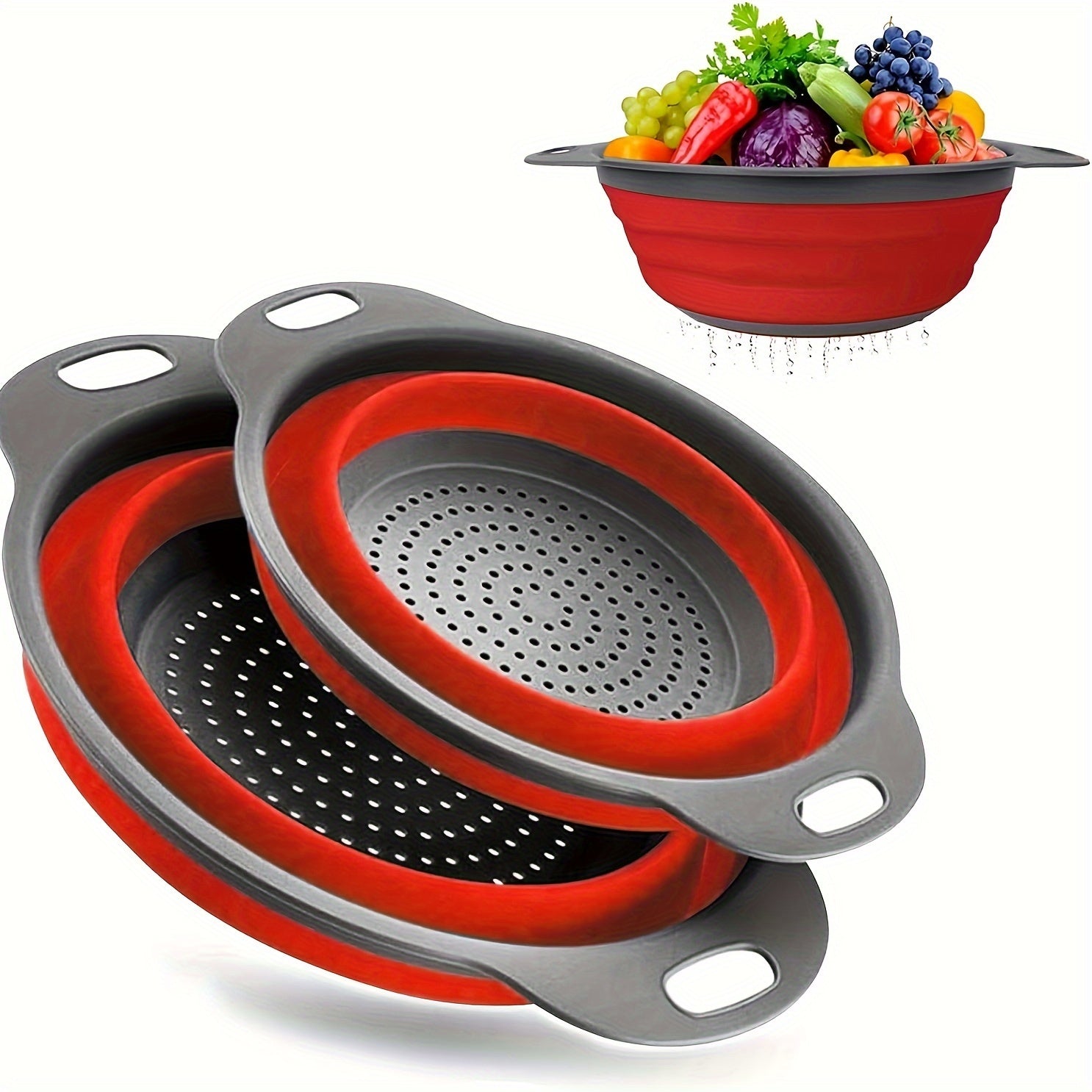 Collapsible Silicone Colander Set – Perfect for Pasta, Vegetables and Fruit