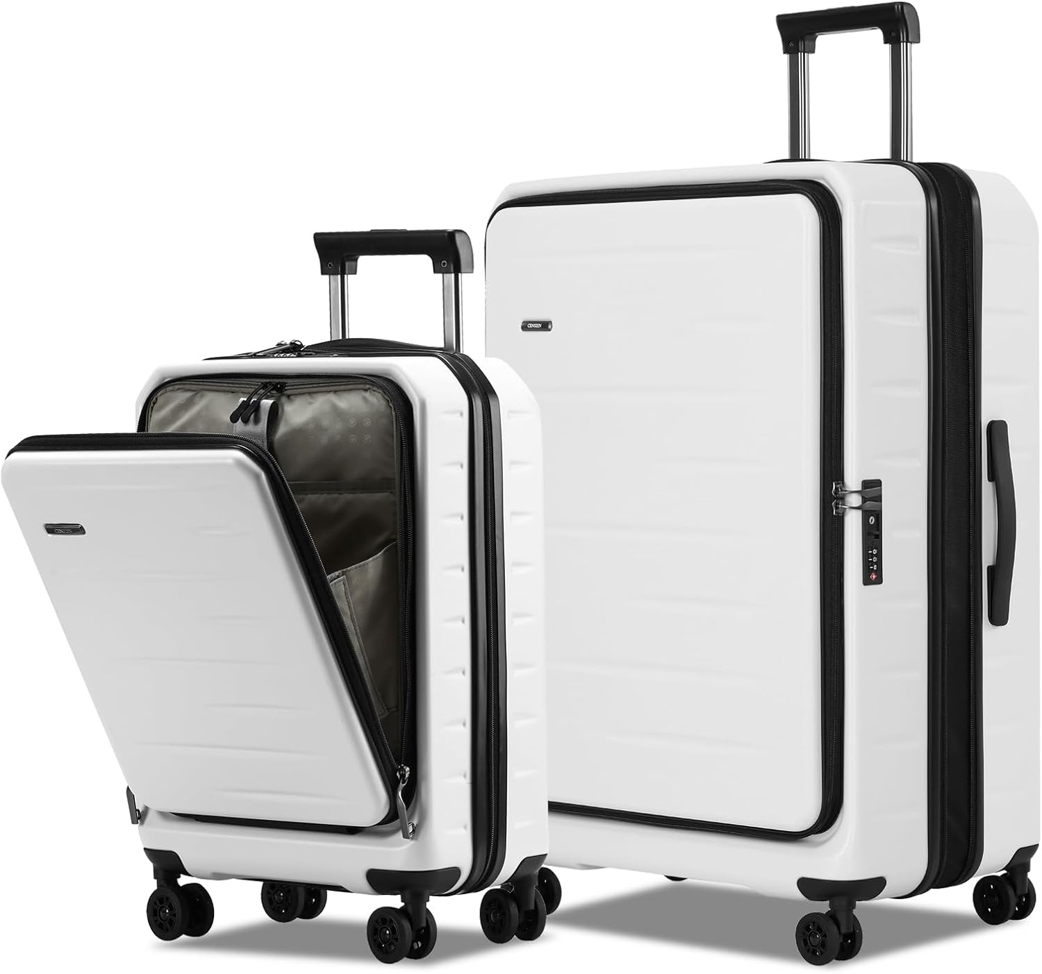 Expandable Hard Shell Suitcase with Front Pocket and TSA Lock