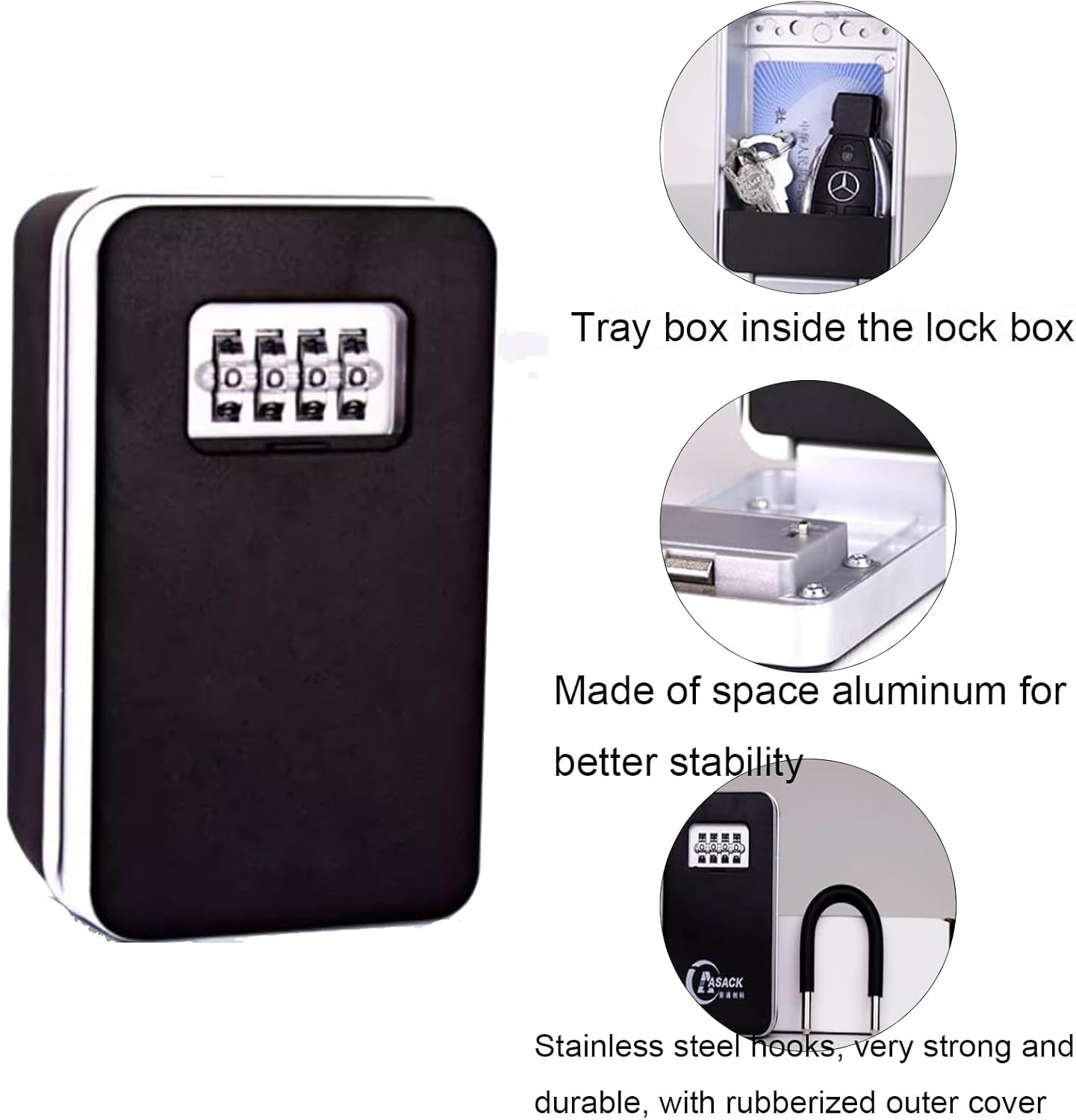 Key Lock Box for Outdoors – Secured Key Cabinet with Adjustable Code for Home, Includes Mounting Kit (Wall-mounted)