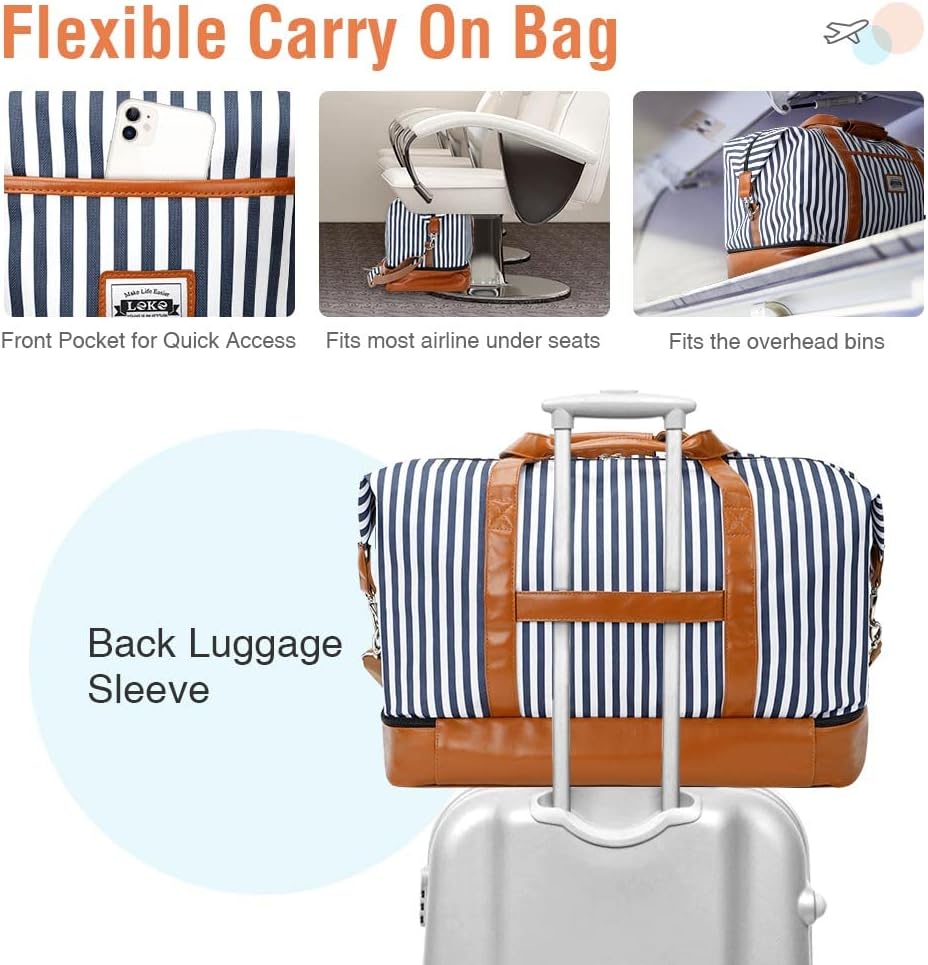 50L Waterproof Weekend Duffel Bag with Toiletry and Shoe Compartments