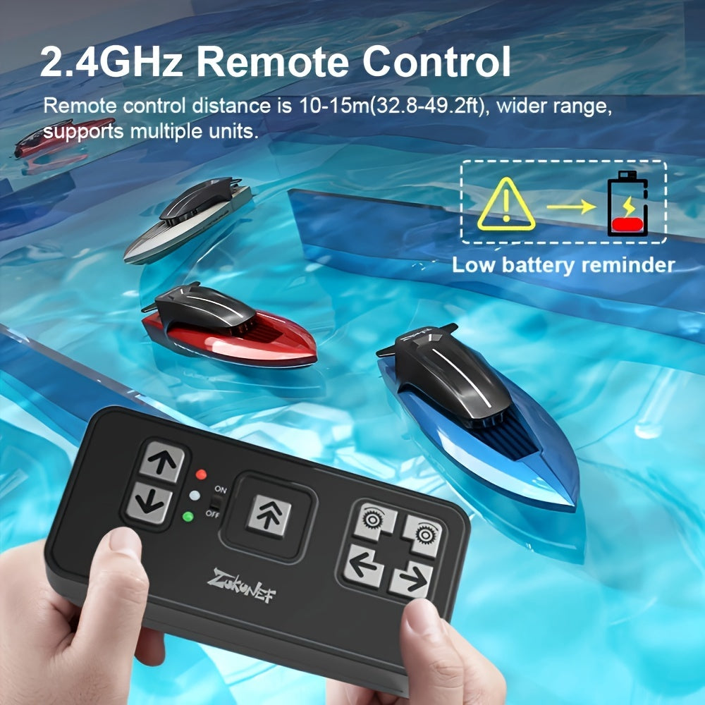 Water Mini Toy Boat – Remote Controlled with LED Lighting