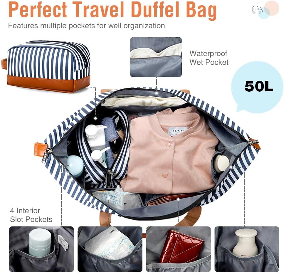 50L Waterproof Weekend Duffel Bag with Toiletry and Shoe Compartments
