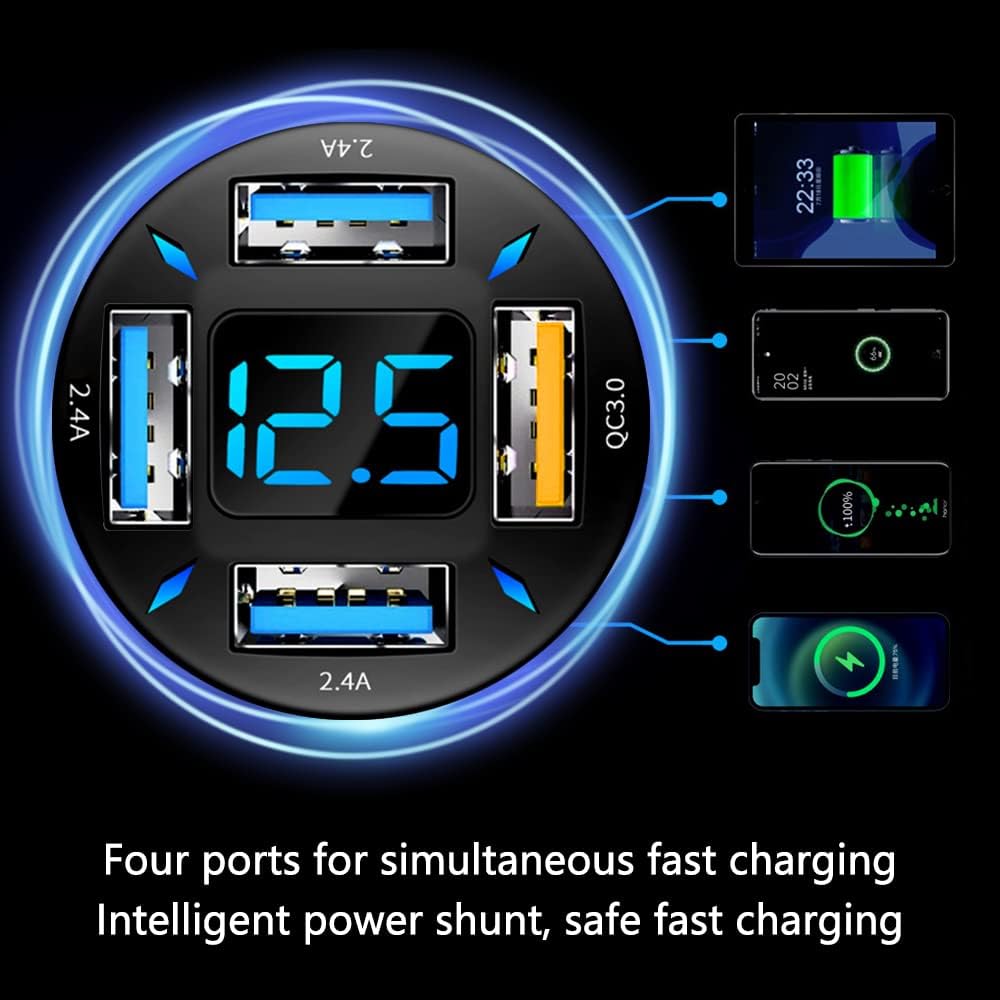 Car Charger 66W Super Fast Charging with USB PD & QC 3.0 – Universal for 12-24V Cigarette Lighter