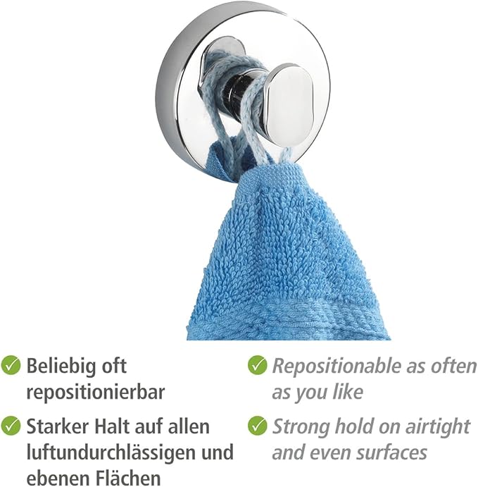 Vacuum-Loc Wall Hooks Duo Capri – Drill-Free & Strong Wall Mounting for Bathroom & Kitchen