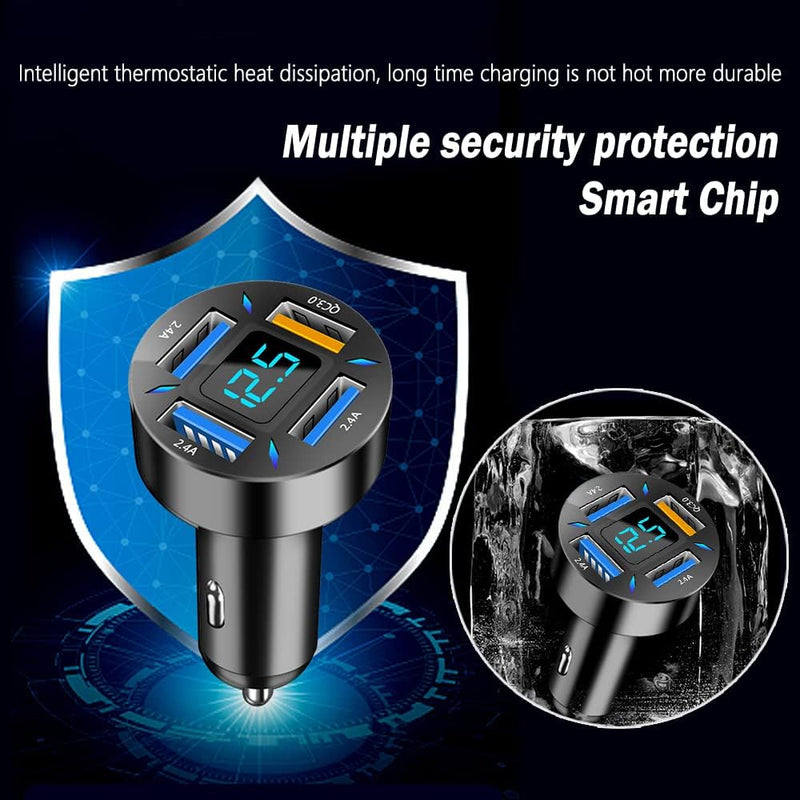 Car Charger 66W Super Fast Charging with USB PD & QC 3.0 – Universal for 12-24V Cigarette Lighter